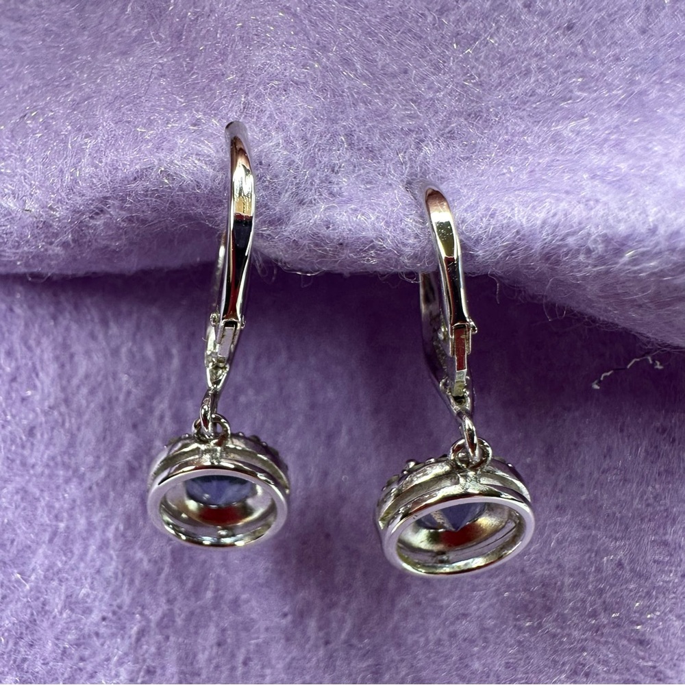 Judith Jack 925 Sterling Silver Marcasite and crystal drop earrings. - Picture 8 of 9